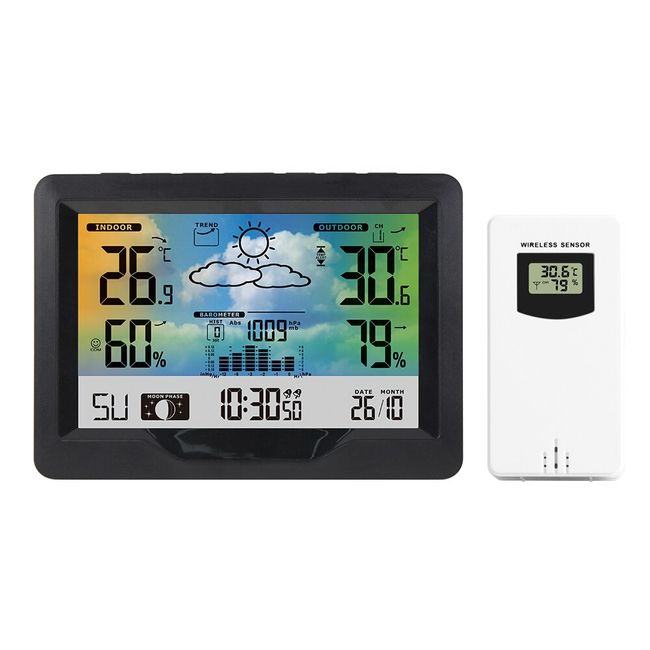 Color Digital Weather Station Alarm Clock with Wireless Outdoor Sensor -  China Weather Station, Wireless Thermometer Hygrometer