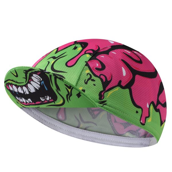 BikingBros Funny Cycling Cap - Polyester Green Skull Cycling Hat-Under Helmet - Cycling Helmet Liner Breathable&Sweat Uptake