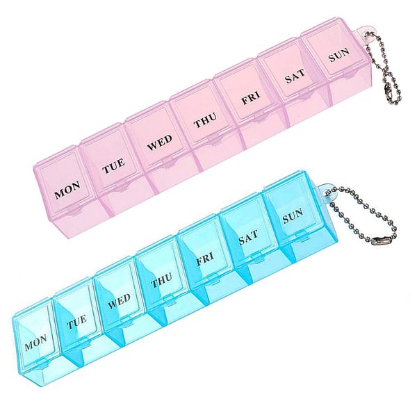 2 Packs Pill Box 7 Day 2 Times a Day, Portable Pill Box Organiser Am Pm Pill Case Travel Tablet Box Reminder Pill Dispensers Weekly Pill Storage Box