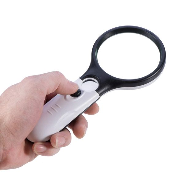 CUTE 4 U New 100x Handheld Magnifying Glass Reading Lens 3 LED Light Jewelry Loupe