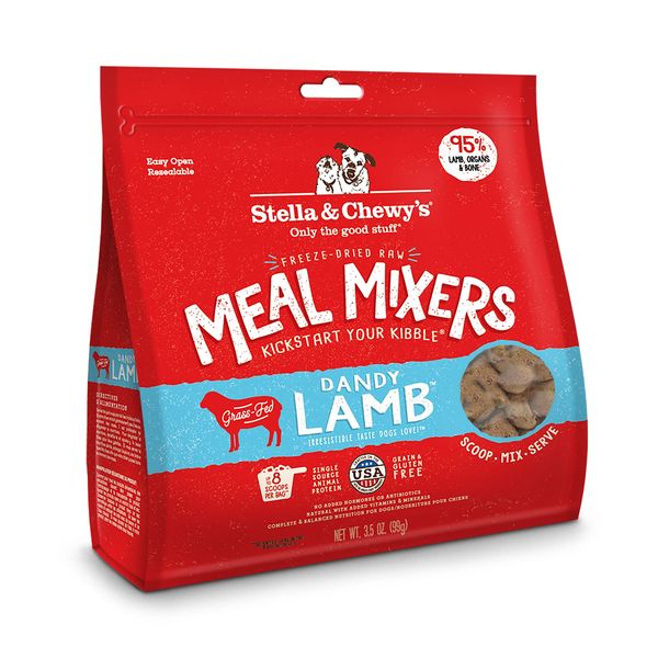 Stella & Chewy's Freeze Dried Raw Dandy Lamb Meal Mixer – Dog Food Topper for Small & Large Breeds – Grain Free, Protein Rich Recipe – 3.5 oz Bag