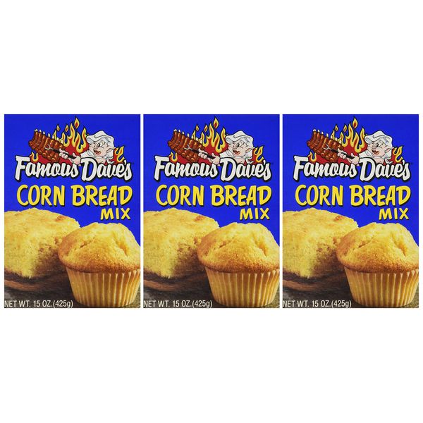 Famous Dave's, Corn Bread Mix, 15oz Box (Pack of 3)