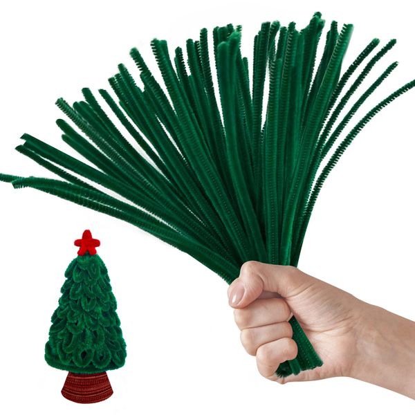 100PCS Blackish Green Pipe Cleaners,Colored Pipe Cleaners for Crafts,Pipe Cleaners Set,Pipe Cleaner Craft,Pipe Cleaner Christmas Trees