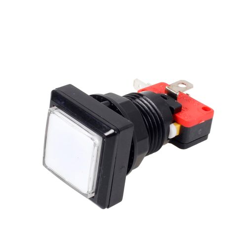 EG Starts 10x Arcade Square Shape LED Illuminated Push Button with Micro Switch Compatible for Arcade Machine Gaming Video Game Consoles Jamma Kit Parts 12V Lamp 33mm Buttons ( White Colour )