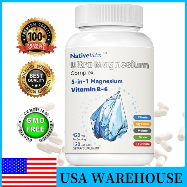 Magnesium Supplement Complex 420mg - High Absorption with Vitamins B6 120 Caps