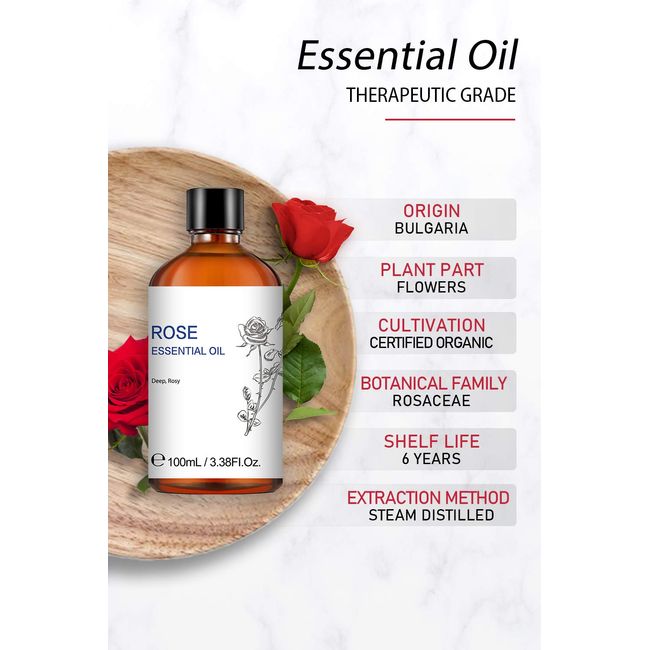 HIQILI Jasmine Essential Oil for Aromatherapy Diffuser, Massage, Perfume,  Shampoo - 3.38 FL Oz 