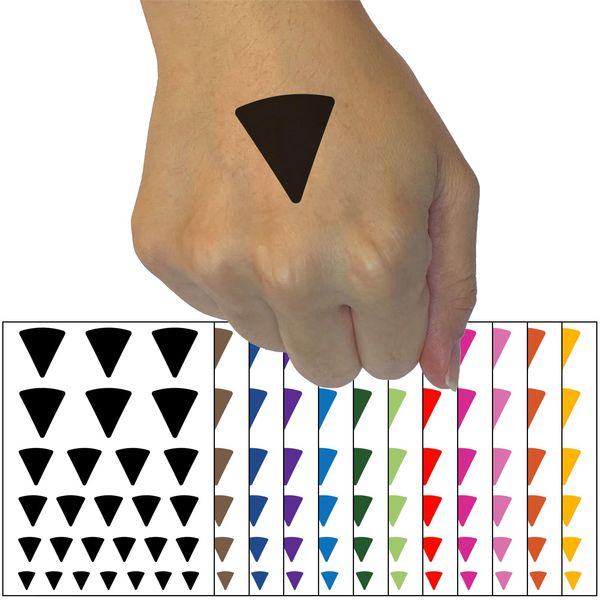 Pizza Slice Triangle Solid Temporary Tattoo Water Resistant Fake Body Art Set Collection - Black (One Sheet)