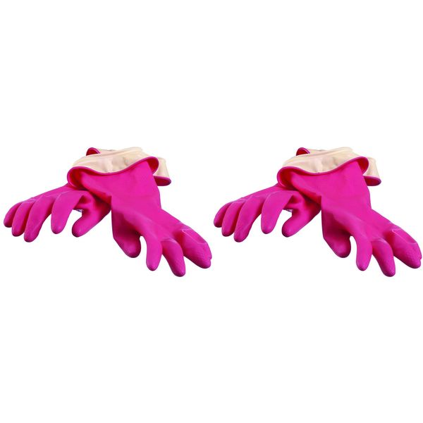 Casabella Premium Waterblock Cleaning Gloves - 2 PAIR (4 Gloves) Pink - Medium