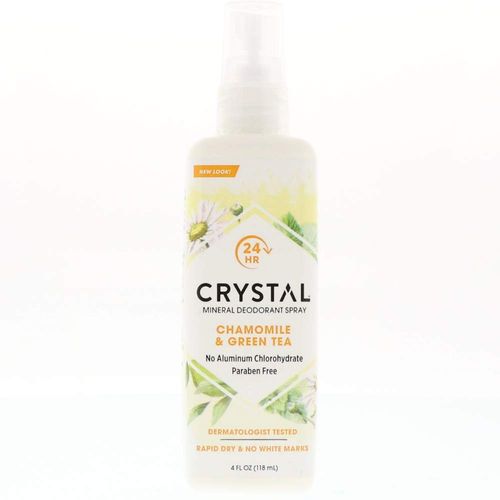 Crystal Essence Mineral Deodorant Spray, Chamomile & Green Tea 4 oz (Pack of 2)