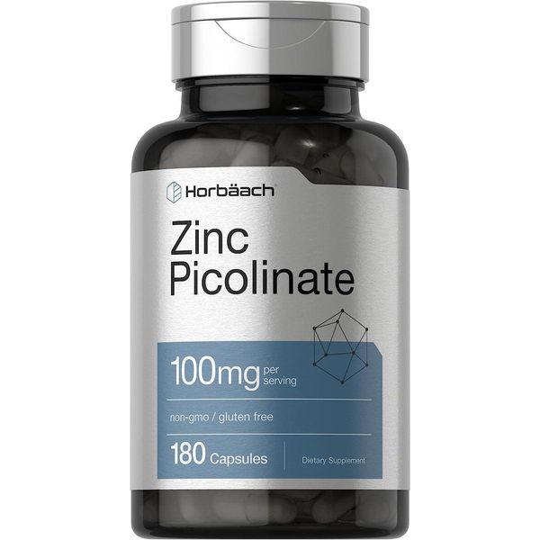 Zinc Picolinate 100 Mg Bioavailable Form Immune Skin Enzyme Support, 180 Caps