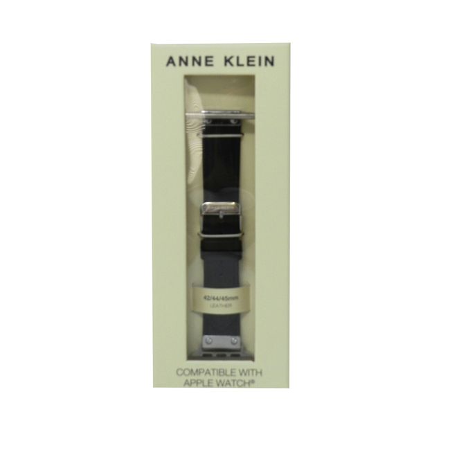 Anne Klein Fashion Leather Band For Apple Watch Black/Silver 42/44/45MM