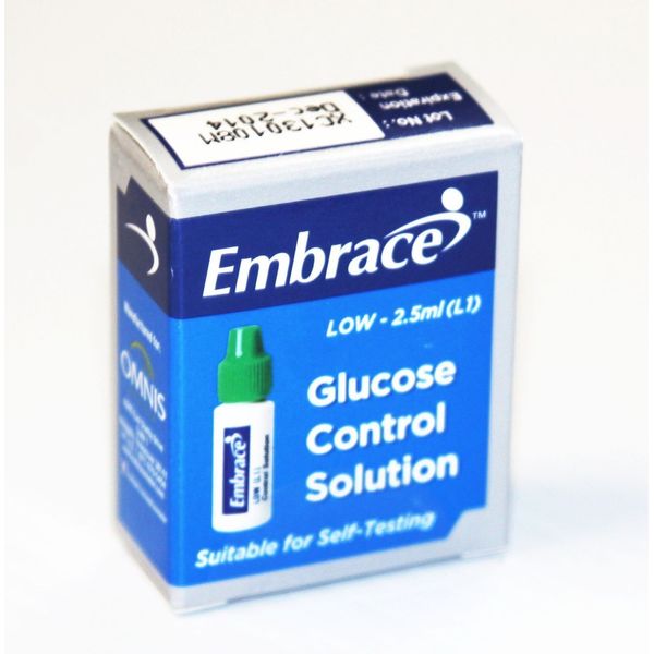 Lot of 10- Embrace (Blood Glucose Control Solution) Diabetic Testing - Low 2.5ml