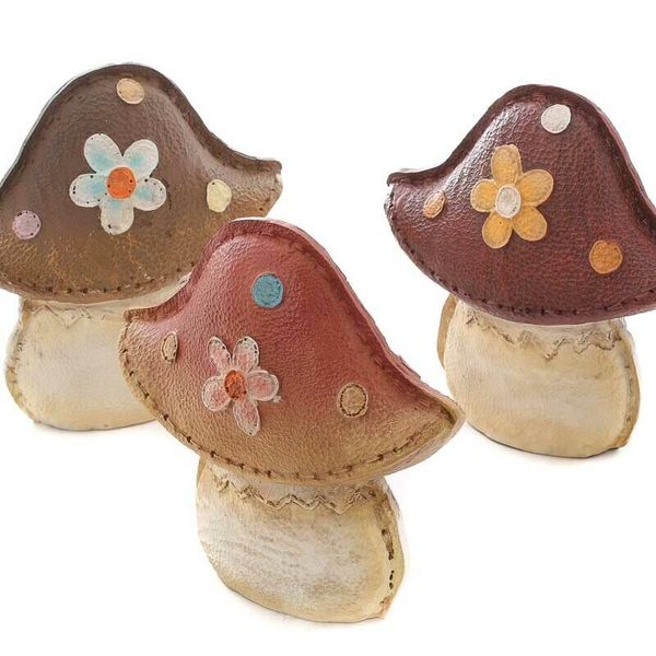 Assorted Style Stitched Look Resin Mushrooms