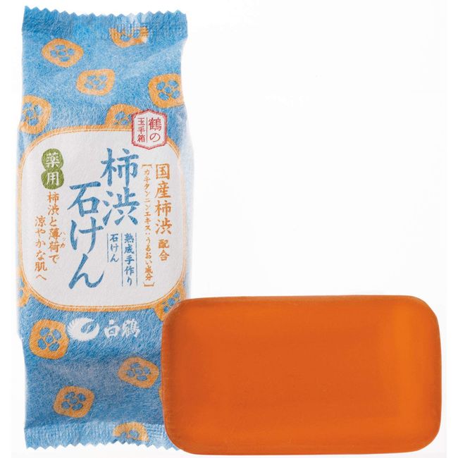 Hakutsuru Shuzo (Quasi-Drug) Hakutsuru Crane Tamabe Box, Medicated Persimmon Shibu Soap, 4.1 oz (110 g) (Full Body Soap), 4.1 oz (110 g) x 1