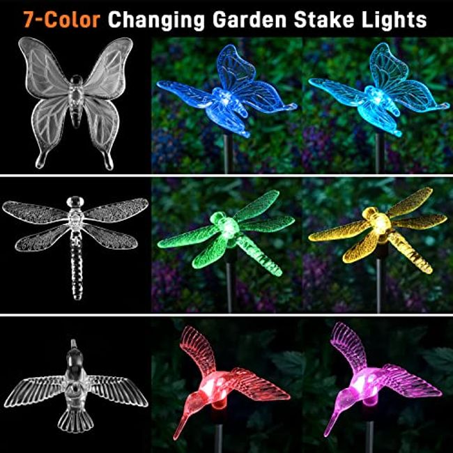 Outdoor Solar Garden Stake Light Solar Powered Color Changing LED  Decorative Light Hummingbird 1 pack