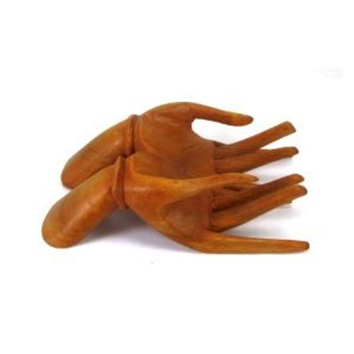 Natural Color Tropical Wood Hands Business Card Holder