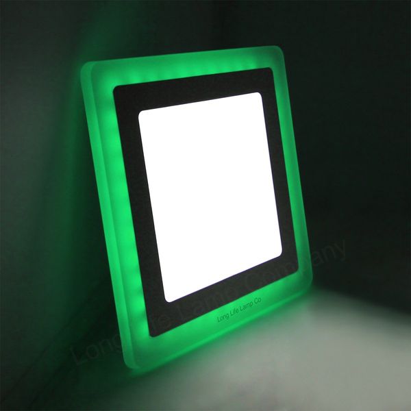 12w LED Square Recessed Ceiling Panel Light with Dual Colour Cool White/Green