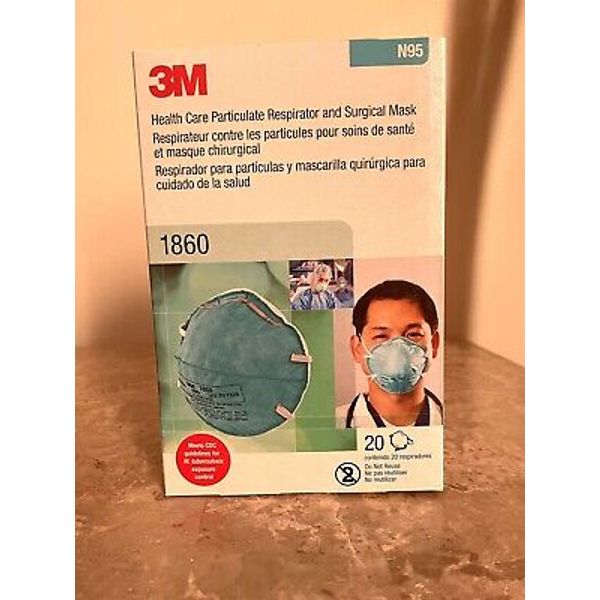 *BOX OF 120* 1860 Health Care Particulate Respirator and Surgical Mask, Exp2027