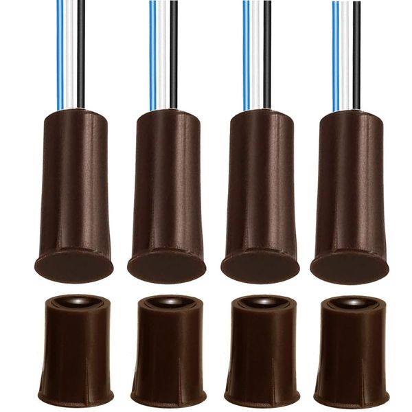 Gebildet 4 sets Brown Magnetic Switch Wiring NO/NC Recessed Door Sensor Hidden Window Contact Reed Switch for Access Control Replace Alarm System(Cylindrical)