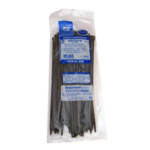 Heraman Titon AB250-W 100 Pack Weatherproof Indoor and Outdoor Grade Cable Ties - Black