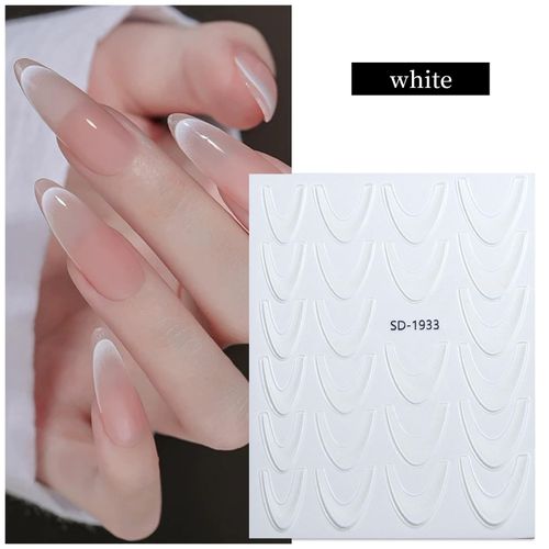 French Adesivi Per Manicure,Francese Adesivi Unghie Nails Art, Adesivi Per Unghie Sfumati French Manicure, Stickers Unghie Autoadesivi, Decorazioni Unghie Nails Art Disegni,bianco