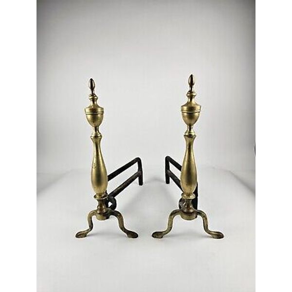 Fireplace Andirons Antique Ornate Victorian Rustic Brass Traditional Firedogs