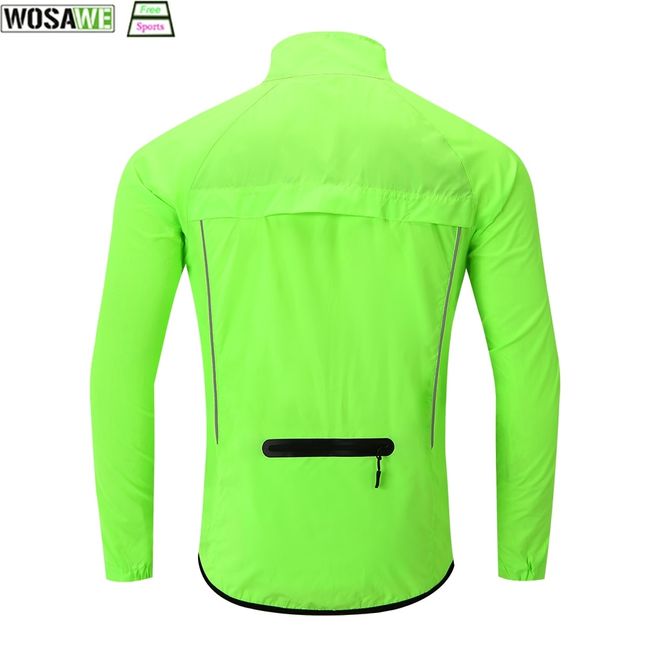 WOSAWE Mens Cycling Jacket Windproof MTB Wind Coat Bike Riding Sports Green  Tops