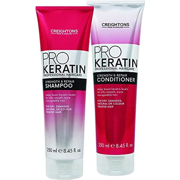 Creightons Keratin Pro Shampoo & Conditioner Set 2 x 250 ml Bundle Professional Haircare to Smooth & Strengthen. With Exclusive Beauty Tips Sheet.