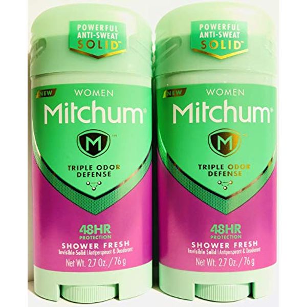 Mitchum Antiperspirant & Deodorant For Women - Invisible Solid - Shower Fresh - Net Wt. 2.7 OZ (76 g) Per Stick - Pack of 2 Sticks