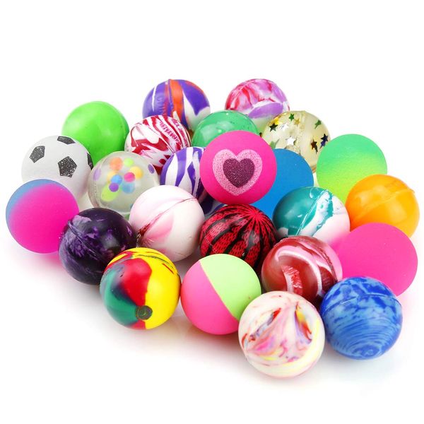 Pllieay 24 Pieces Bouncy Balls Small Bouncy Balls for Kids, Rubber Balls 25mm Mixed Color Party Bag Filler for Party Favors, Christmas Stocking Stuffers, Classroom Prizes, and Pet toy