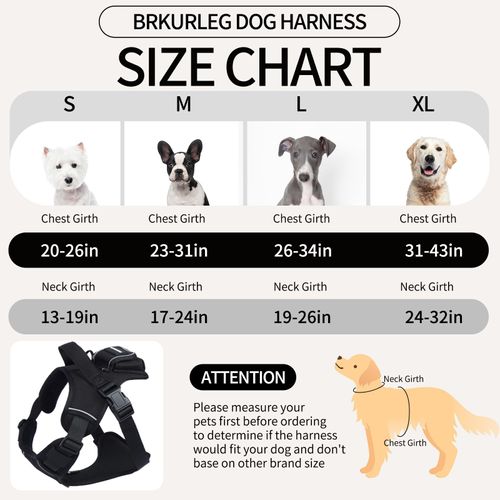 BRKURLEG Dog Harness,Dog Vest with Handle, No Pull Pet Vest Harness with Pocket and Easy Control for Training Walking Hiking, Adjustable and Reflective, Black, L