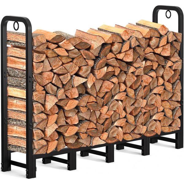 5Ft Firewood Log Rack Outdoor Log Holder Fireplace Heavy Duty Wood Stacker Patio