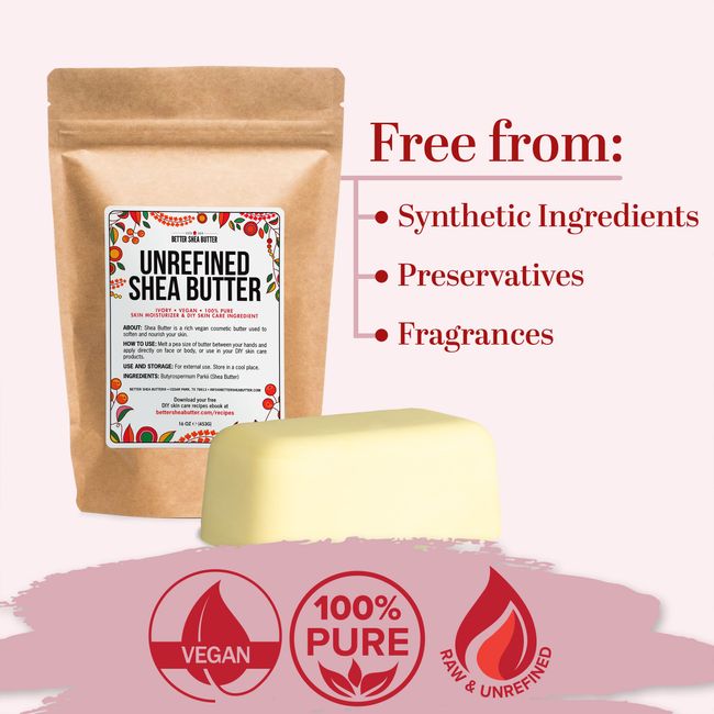 Unrefined Shea Butter by Better Shea Butter - African, Raw, Pure - Use