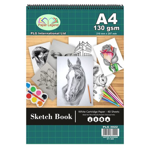 A4 Artists Sketch Pad Spiral Bound Sketch Book 130 GSM Durable Acid Free Sketching Drawing Paper 40 Sheets Art Book Pad Ideal for Children's Adults Writing Painting Doodling Studio School Or Home (1)