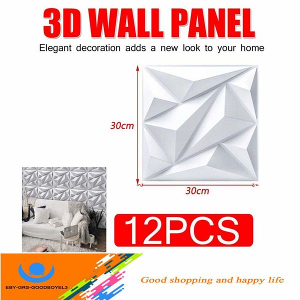 12PCS 30*30cm PVC 3D Tile Brick Wall Sticker DIY Wall Panels Wall Decoration