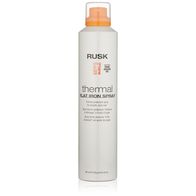 RUSK Designer Collection Thermal Flat Iron Spray with Argan Oil, 8.8 fl. Oz, Thermal Protectant Micro-Fine Styling Spray, Formulated to Eliminate Frizz and Leave Hair Silky and Shiny