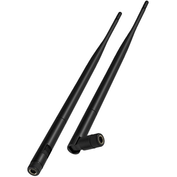 HCX 5dBi External WiFi Antenna RP-SMA Male Dual Band 2.4GHz/5.8GHz, High Gain and Omnidirectional Coverage, for 5/6/6E/7 WiFi Card/Router and IoT Devices (Pack of 2)