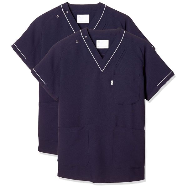 Mizuno MZ0092 Medical Nursing Scrub, Men's, Women's, Durable, Easy Care, Piping, Stretch Scrub, Anti-Static, Deodorizing, Industrial Washing, 8 Sizes SS - 5L, 11 Colors Available, C-5 navy