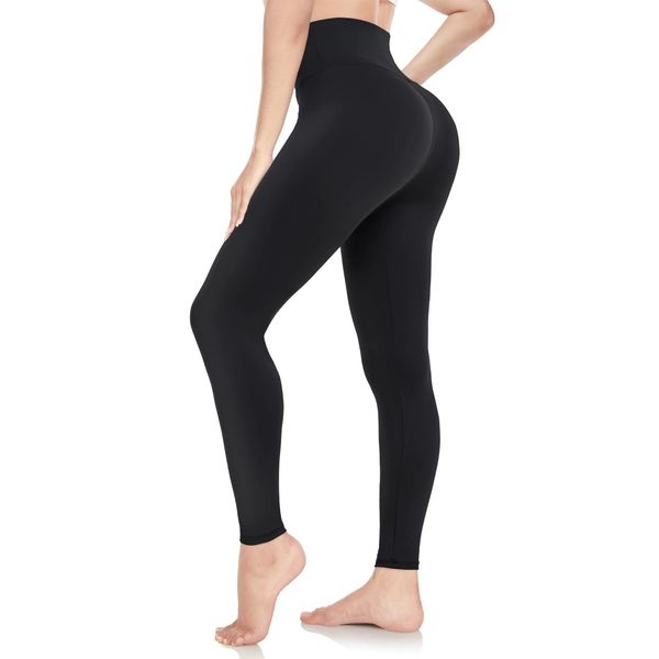 ACTINPUT Black Leggings for Women Soft High Waisted Tummy Control Leggings Sports Workout Gym Running Yoga Pants(Black,S-M)