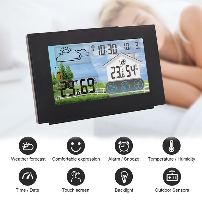 Wireless Weather Station, Digital Indoor/Outdoor Thermometer & Hygrometer  with Temperature Humidity, Weather Forecast with LCD Back-Light, and  Temperature/Time Alert 
