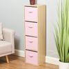 Hartleys 4 Tier Oak Cube Unit - Pink Storage Boxes