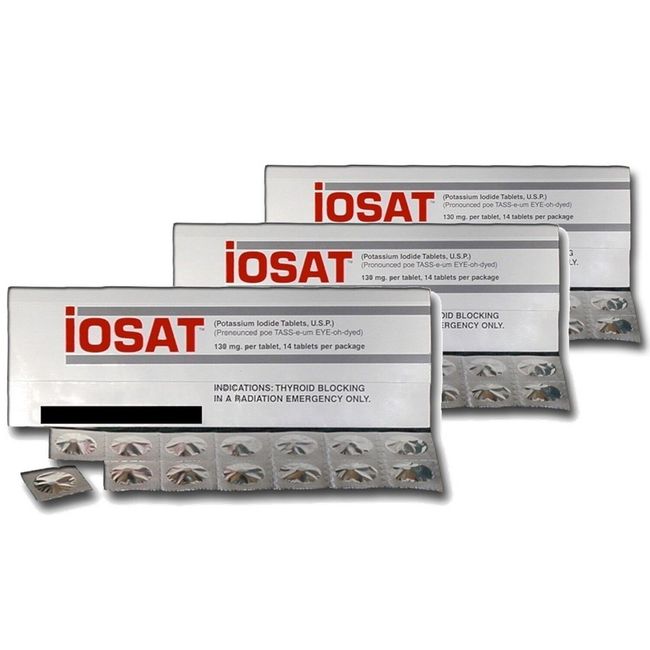 IOSAT Potassium Iodide Tablets 130 MG 14 Tablets ✅/Pack Expiry 2032- Pack of 3 ✅