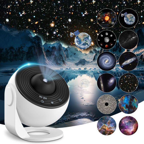 Mexllex Planetarium Star Projector, Realistic Galaxy Light Projector with 12 Planet Discs, Starry Sky Night Light Projector Lamp, Moon Night Light for Kids Adults Ceiling Bedroom Living Room, Party