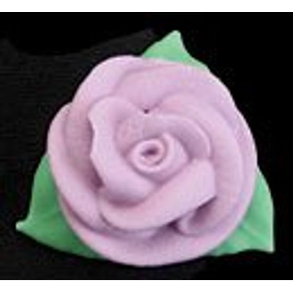 Item#38773 - Lavender Rose W/3 Leaves Royal Icing Cake/Cupcake Decorations 12 Ct