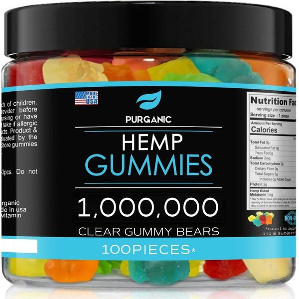 Natural Gummies for Stress Relief - Great for Pain, Insomnia & Anxiety - 100ct