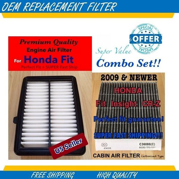 CARBONIZED Cabin + AIR FILTER For 2015-2016 HONDA FIT 2 PC SET!