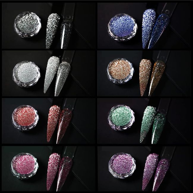 8 Colors Sparkle Nail Powder Aurora Pearl Powder Nail Glitter Powder Gel Nail Art