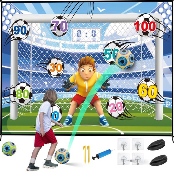 Soccer Ball Game Set for Kids, Indoor Outdoor Backyard Toss Soccer Goal Game with 2 Sticky Soccer Balls, Foldable Flannel Goals, Toddlers Gift for 3 4 5 6 7 8 Year Old Boy Toys Birthday (59*59 in-B)