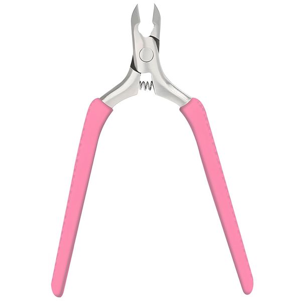 Cuticle Trimmer, 3/4 Jaw Extremely Sharp Cuticle Nippers, Professional Nail Cuticle Trimmer Tools, Non-slip Silicone Handle Cuticle Clipper for Nail Care Pedicure Manicure Nail (Pink)