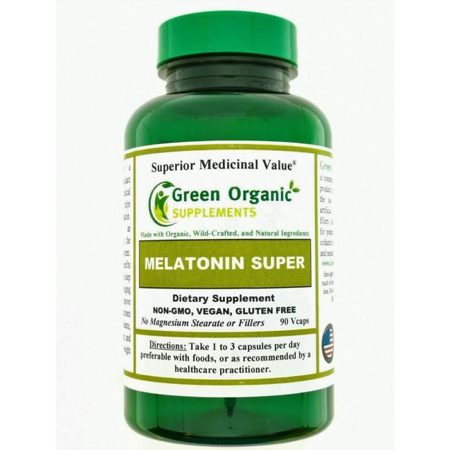 Green Organic Melatonin Super 90 Vegan Capsule Non-GMO &  Key to Immune System